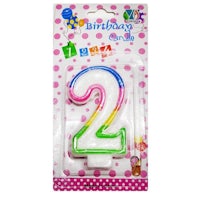 a birthday candle with the number 2 on it